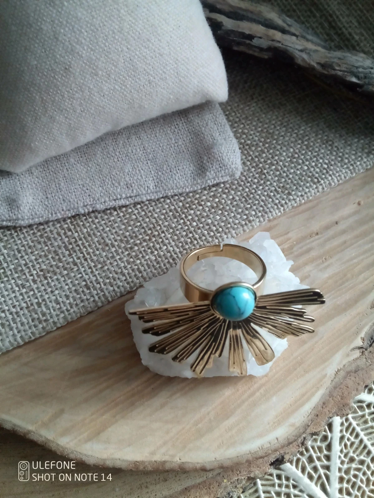 Bague solaire pierre howlite bleue – photo 2